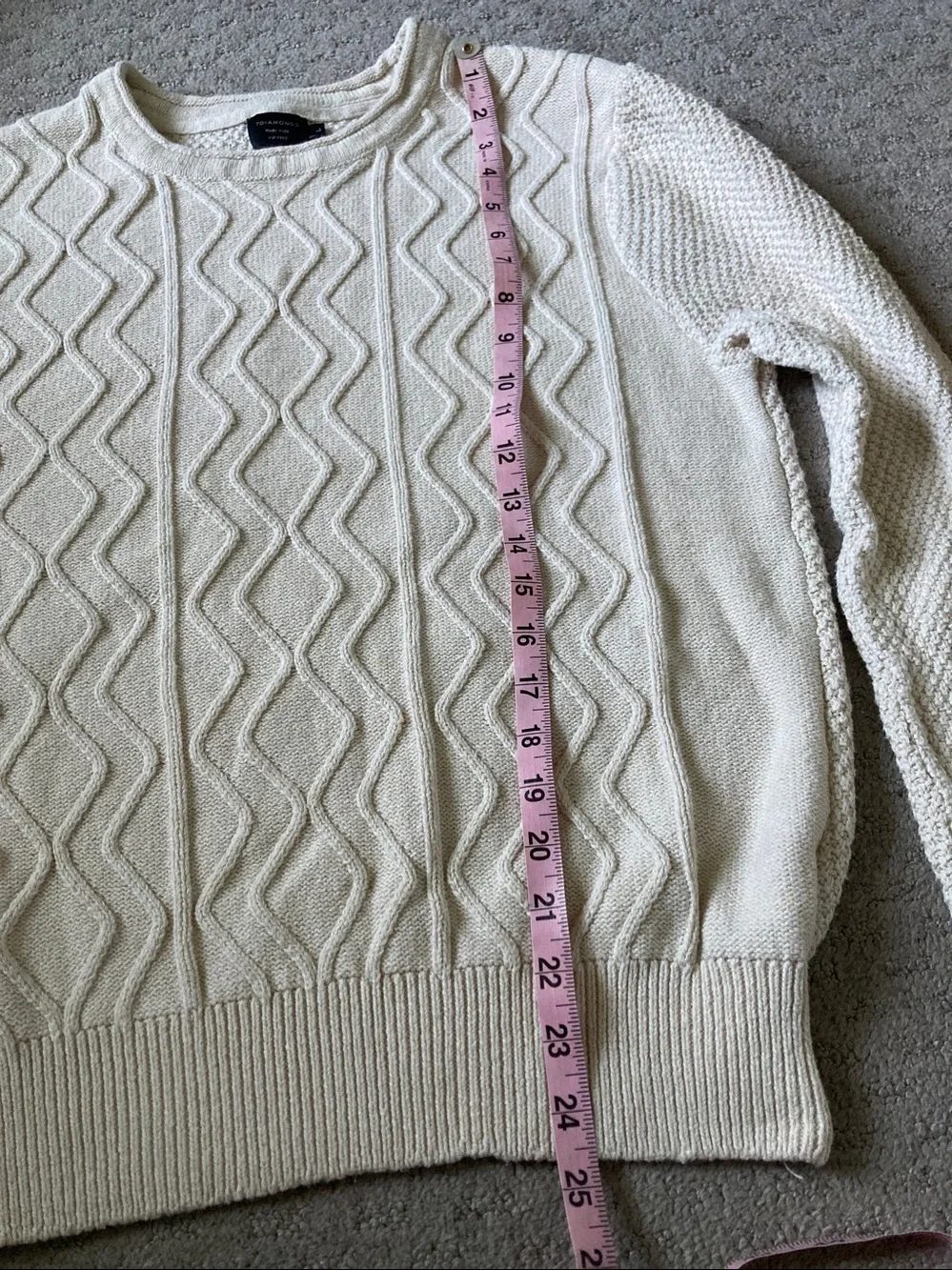 7 Diamonds cream Nomad crew-neck sweater, Sz Large